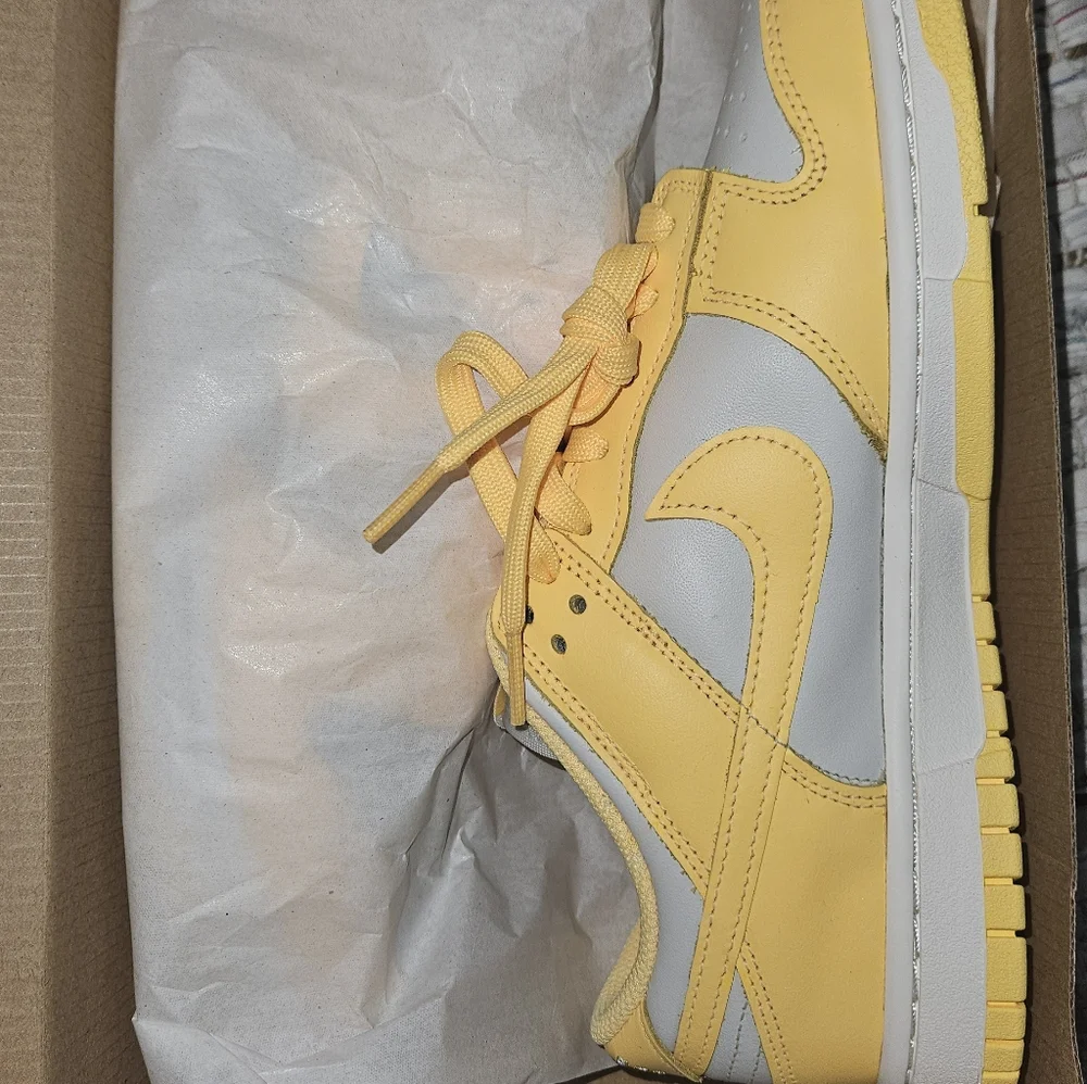 Nike Dunk Low Bright Yellow and Gray Sneakers - Picture 9 of 10